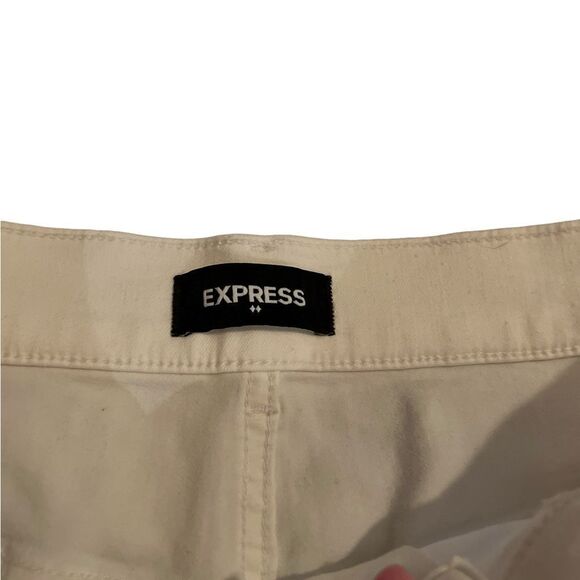 Express High Rise Shortie White Jean Shorts Size 10 - Picture 3 of 6